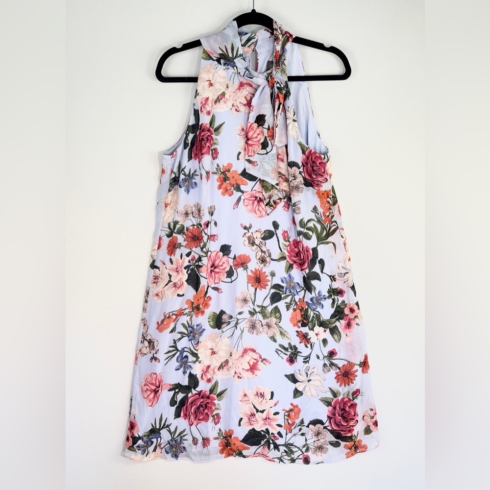 Vince Camuto Lavender Floral Tie-Neck Sundress